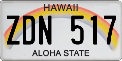 HI license plate ZDN517