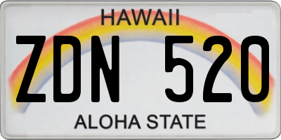 HI license plate ZDN520