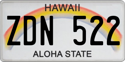 HI license plate ZDN522