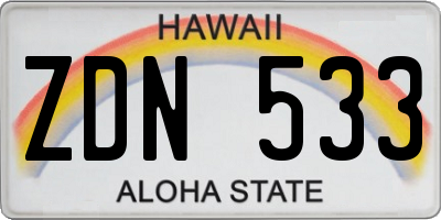 HI license plate ZDN533