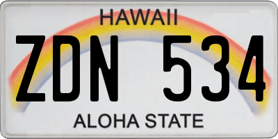HI license plate ZDN534