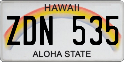 HI license plate ZDN535