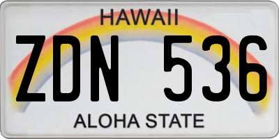 HI license plate ZDN536