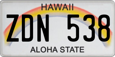 HI license plate ZDN538