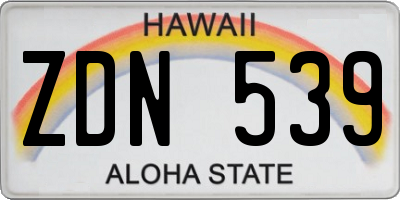HI license plate ZDN539