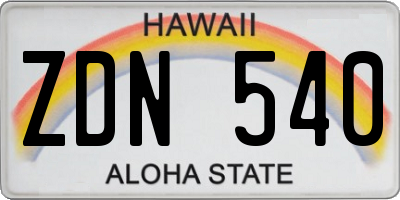 HI license plate ZDN540