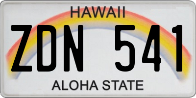 HI license plate ZDN541