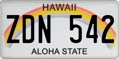 HI license plate ZDN542