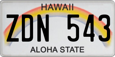 HI license plate ZDN543