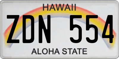 HI license plate ZDN554