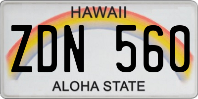 HI license plate ZDN560