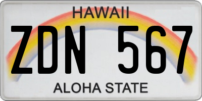 HI license plate ZDN567