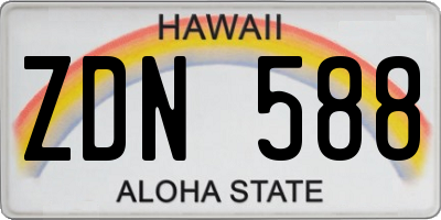 HI license plate ZDN588
