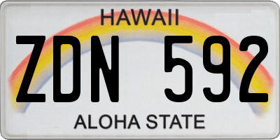 HI license plate ZDN592