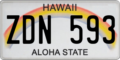 HI license plate ZDN593