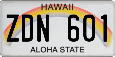 HI license plate ZDN601