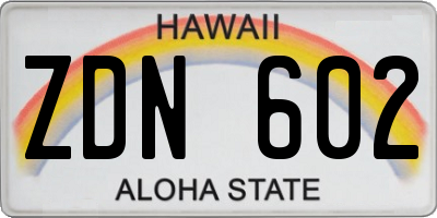HI license plate ZDN602