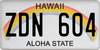 HI license plate ZDN604