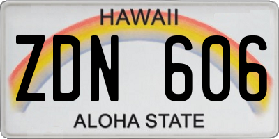 HI license plate ZDN606