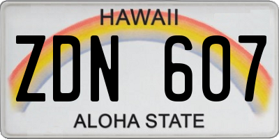 HI license plate ZDN607