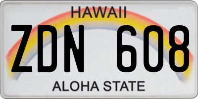 HI license plate ZDN608