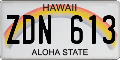 HI license plate ZDN613
