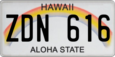HI license plate ZDN616