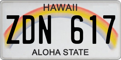 HI license plate ZDN617