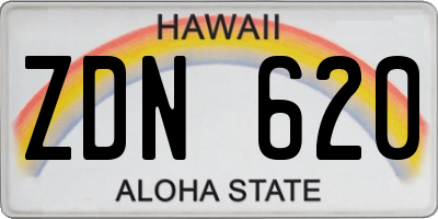 HI license plate ZDN620