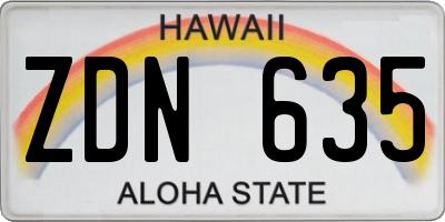 HI license plate ZDN635