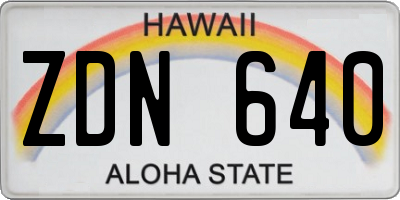 HI license plate ZDN640