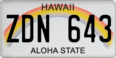 HI license plate ZDN643