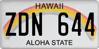 HI license plate ZDN644