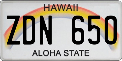 HI license plate ZDN650