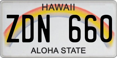 HI license plate ZDN660