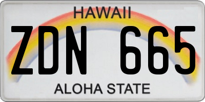 HI license plate ZDN665