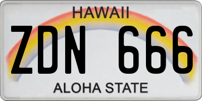 HI license plate ZDN666