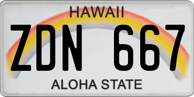 HI license plate ZDN667