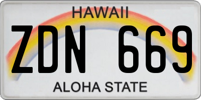 HI license plate ZDN669