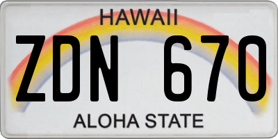 HI license plate ZDN670