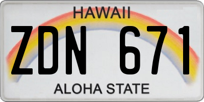 HI license plate ZDN671