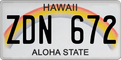 HI license plate ZDN672
