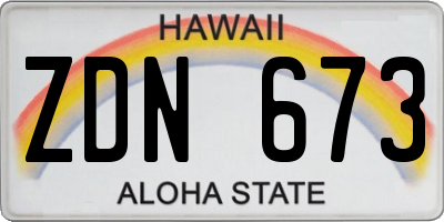 HI license plate ZDN673