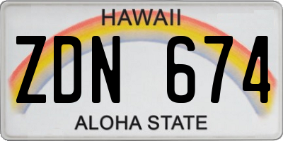 HI license plate ZDN674