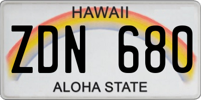 HI license plate ZDN680