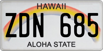 HI license plate ZDN685