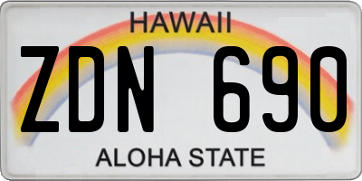 HI license plate ZDN690