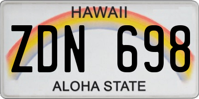 HI license plate ZDN698
