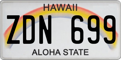 HI license plate ZDN699