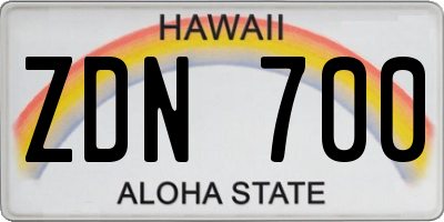 HI license plate ZDN700